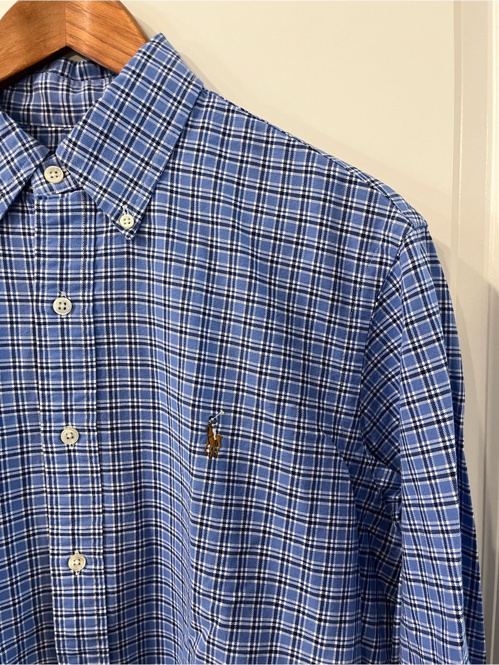 Ralph Lauren Blue & White Plaid Button-Down Shirt